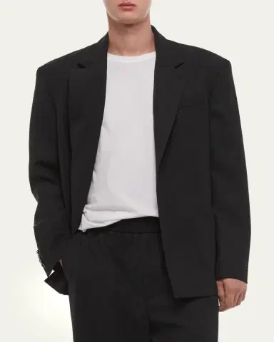 Helmut Lang Men's Wool Gabardine Relaxed-Fit Blazer | Thumbnail 4