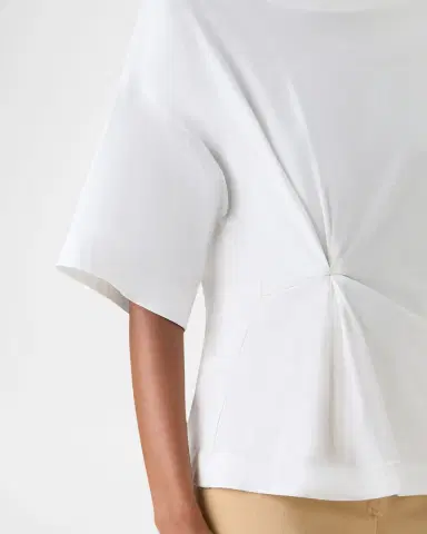 Akris punto Gathered Cotton Jersey Short-Sleeve T-Shirt | Thumbnail 4 Akris punto Gathered Cotton Jersey Short-Sleeve T-Shirt | Thumbnail 4