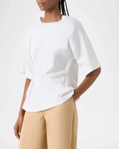 Akris punto Gathered Cotton Jersey Short-Sleeve T-Shirt | Thumbnail 5 Akris punto Gathered Cotton Jersey Short-Sleeve T-Shirt | Thumbnail 5