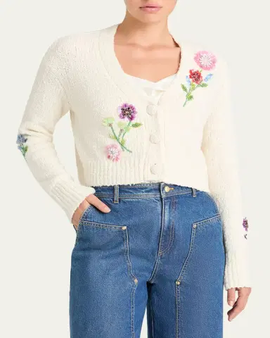 Cinq à Sept Solene Floral Embellished Cardigan | Thumbnail 3 Cinq à Sept Solene Floral Embellished Cardigan | Thumbnail 3