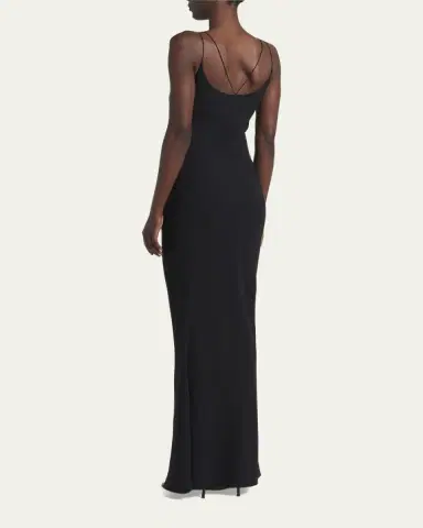 Tom Ford Strappy Satin Back Crepe Maxi Dress | Thumbnail 3