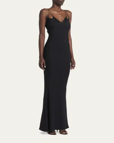 Tom Ford Strappy Satin Back Crepe Maxi Dress | Thumbnail 4