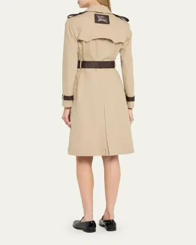 Burberry Foxfield Leather-Trim Double-Breasted Trench Coat | Thumbnail 3 Burberry Foxfield Leather-Trim Double-Breasted Trench Coat | Thumbnail 3