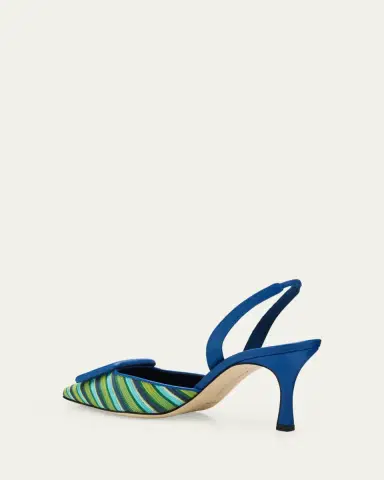 Manolo Blahnik Mayslibi 70mm Striped Slingback Pumps with Buckle | Thumbnail 4 Manolo Blahnik Mayslibi 70mm Striped Slingback Pumps with Buckle | Thumbnail 4
