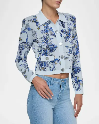L'AGENCE Western Toile Osiris Jacquard Cardigan | Thumbnail 3 L'AGENCE Western Toile Osiris Jacquard Cardigan | Thumbnail 3