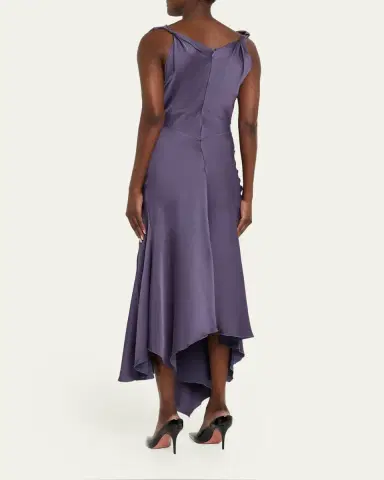 Victoria Beckham Asymmetric Draped Sleeveless Satin Midi Dress | Thumbnail 3 Victoria Beckham Asymmetric Draped Sleeveless Satin Midi Dress | Thumbnail 3