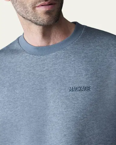 Mackage Men's Julian Double-Face Jersey Silicone-Logo Crewneck Sweater | Thumbnail 5 Mackage Men's Julian Double-Face Jersey Silicone-Logo Crewneck Sweater | Thumbnail 5