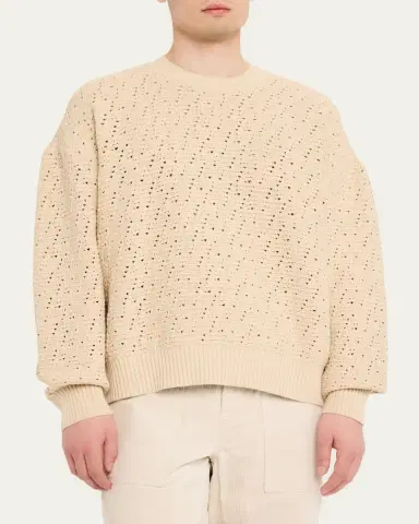 Frame Men's Crochet Cotton Crewneck Sweater | Thumbnail 4 Frame Men's Crochet Cotton Crewneck Sweater | Thumbnail 4