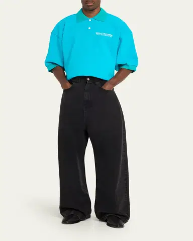 Willy Chavarria Men's Football Structured Cotton Polo Shirt | Thumbnail 2