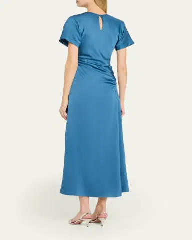 Simkhai Marabella Ruched Satin Midi Dress | Thumbnail 3 Simkhai Marabella Ruched Satin Midi Dress | Thumbnail 3