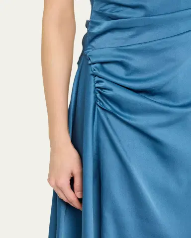 Simkhai Marabella Ruched Satin Midi Dress | Thumbnail 5 Simkhai Marabella Ruched Satin Midi Dress | Thumbnail 5