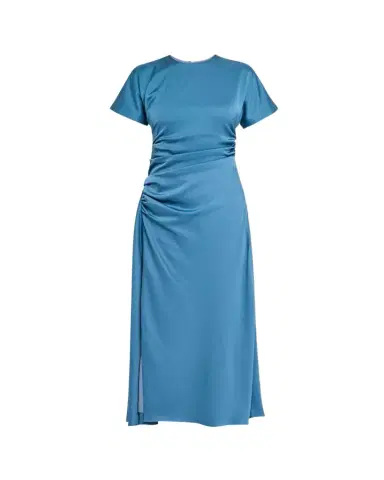 Simkhai Marabella Ruched Satin Midi Dress | Thumbnail 1 Simkhai Marabella Ruched Satin Midi Dress | Thumbnail 1