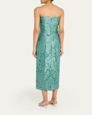 Costarellos Astelle Strapless Floral-Cut Lace Midi Pencil Dress | Thumbnail 3 Costarellos Astelle Strapless Floral-Cut Lace Midi Pencil Dress | Thumbnail 3