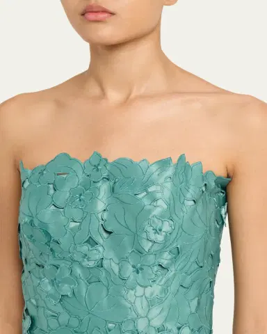 Costarellos Astelle Strapless Floral-Cut Lace Midi Pencil Dress | Thumbnail 5 Costarellos Astelle Strapless Floral-Cut Lace Midi Pencil Dress | Thumbnail 5