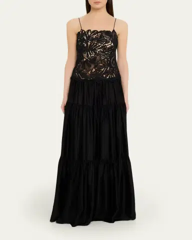 Ulla Johnson Celestia Embroidered Sleeveless Silk Gown | Thumbnail 2