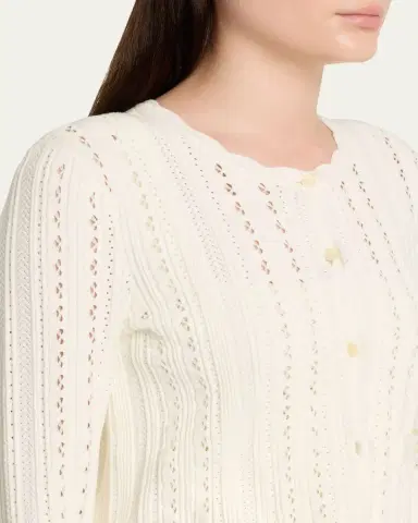 LoveShackFancy Peridot Pointelle Cardigan | Thumbnail 5 LoveShackFancy Peridot Pointelle Cardigan | Thumbnail 5
