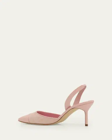 Manolo Blahnik 50mm Capsli Linen and Leather Slingback Pumps | Thumbnail 4