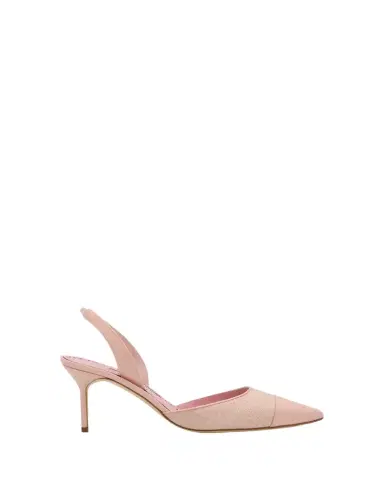Manolo Blahnik 50mm Capsli Linen and Leather Slingback Pumps | Thumbnail 1