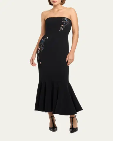 Cinq à Sept Juniper Blooming Linework Strapless Dress | Thumbnail 2 Cinq à Sept Juniper Blooming Linework Strapless Dress | Thumbnail 2
