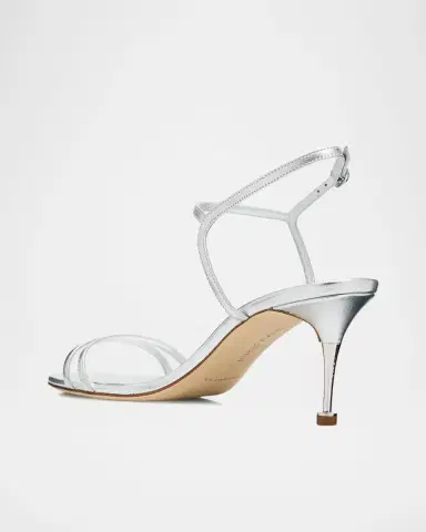 Manolo Blahnik 105mm Ciagalo Metallic Leather Sandals | Thumbnail 3