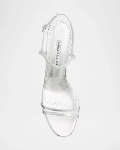 Manolo Blahnik 105mm Ciagalo Metallic Leather Sandals | Thumbnail 5
