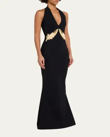 Chiara Boni La Petite Robe Yanar Beaded Mermaid Halter Gown | Thumbnail 4 Chiara Boni La Petite Robe Yanar Beaded Mermaid Halter Gown | Thumbnail 4