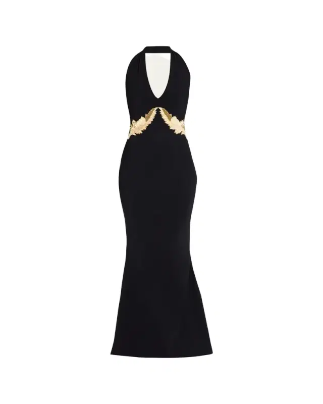 Chiara Boni La Petite Robe Yanar Beaded Mermaid Halter Gown