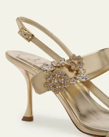 Roger Vivier Mini Bouquet Strass Buckle Metallic Leather Sandals | Thumbnail 3 Roger Vivier Mini Bouquet Strass Buckle Metallic Leather Sandals | Thumbnail 3