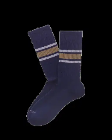 Marcoliani Men's College Stripe Cotton Blend Crew Socks | Thumbnail 2 Marcoliani Men's College Stripe Cotton Blend Crew Socks | Thumbnail 2