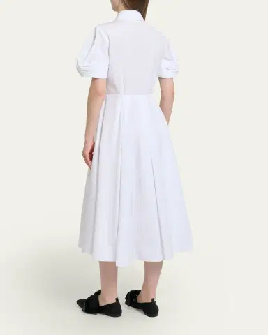 Erdem Pleated Floral Applique Cotton Midi Shirtdress | Thumbnail 3 Erdem Pleated Floral Applique Cotton Midi Shirtdress | Thumbnail 3