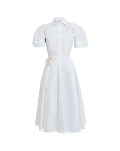 Erdem Pleated Floral Applique Cotton Midi Shirtdress | Thumbnail 1 Erdem Pleated Floral Applique Cotton Midi Shirtdress | Thumbnail 1