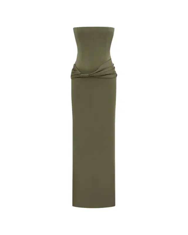 Strapless Twisted Longline Column Gown