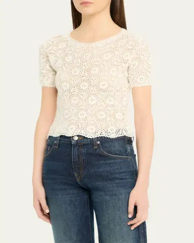 Nili Lotan Elionne Floral Crochet Sweater | Thumbnail 4