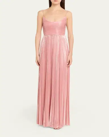 Retrofête Rhosyn Scoop-Neck Pleated Lame Maxi Dress | Thumbnail 2 Retrofête Rhosyn Scoop-Neck Pleated Lame Maxi Dress | Thumbnail 2