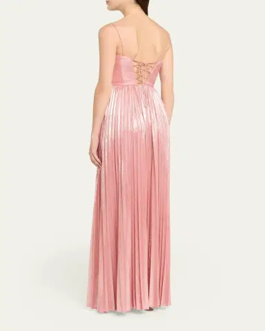 Retrofête Rhosyn Scoop-Neck Pleated Lame Maxi Dress | Thumbnail 3 Retrofête Rhosyn Scoop-Neck Pleated Lame Maxi Dress | Thumbnail 3