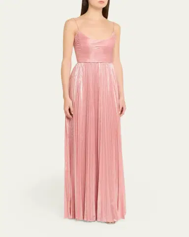 Retrofête Rhosyn Scoop-Neck Pleated Lame Maxi Dress | Thumbnail 4 Retrofête Rhosyn Scoop-Neck Pleated Lame Maxi Dress | Thumbnail 4