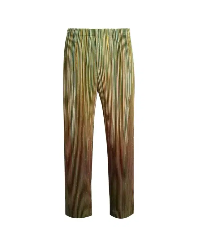 Homme Plisse Issey Miyake Men's Paintbrush Agate-Print Pleated Trousers