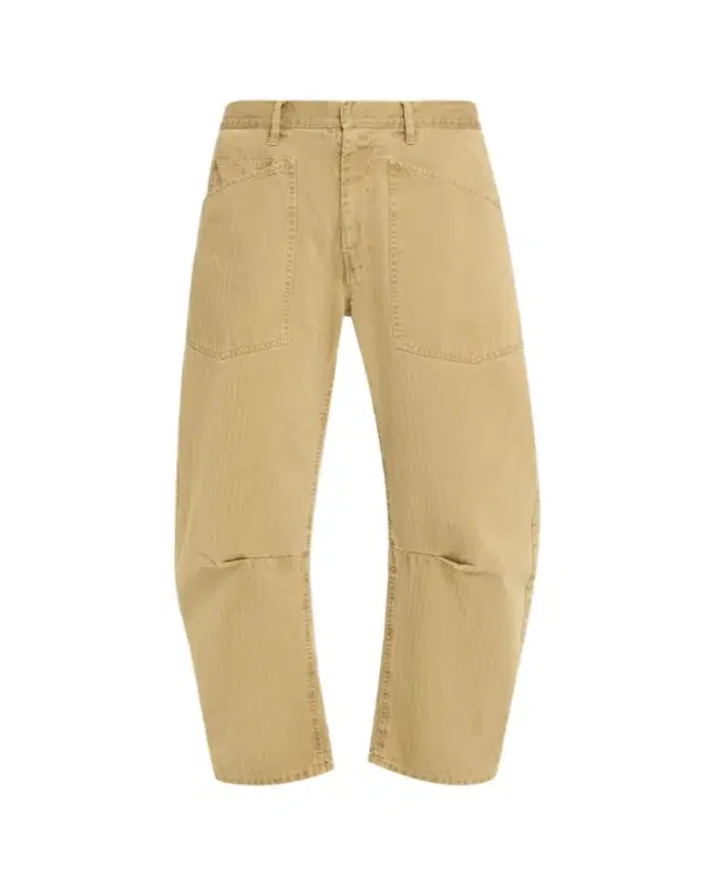 Shon Herringbone Barrel-Leg Ankle Pants