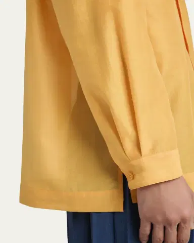 Homme Plissé Issey Miyake Men's Polyester and Wool Mandarin-Collar Sport Shirt | Thumbnail 5