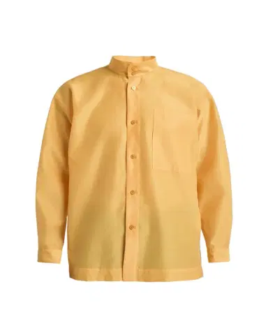 Homme Plissé Issey Miyake Men's Polyester and Wool Mandarin-Collar Sport Shirt | Thumbnail 1