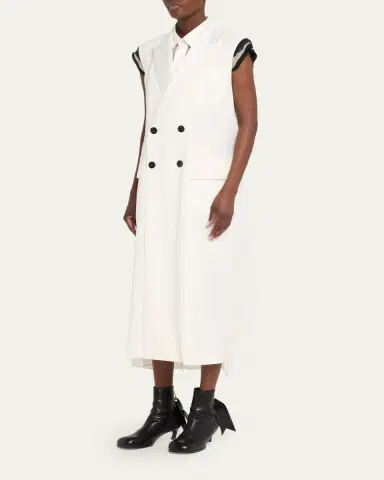 Sacai Scarf-Neck Double-Breasted Suiting Vest | Thumbnail 4 Sacai Scarf-Neck Double-Breasted Suiting Vest | Thumbnail 4