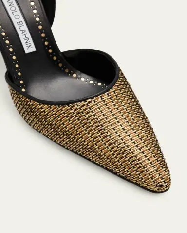 Manolo Blahnik 70mm Taylerbinu Woven Metallic and Leather Pumps | Thumbnail 3 Manolo Blahnik 70mm Taylerbinu Woven Metallic and Leather Pumps | Thumbnail 3