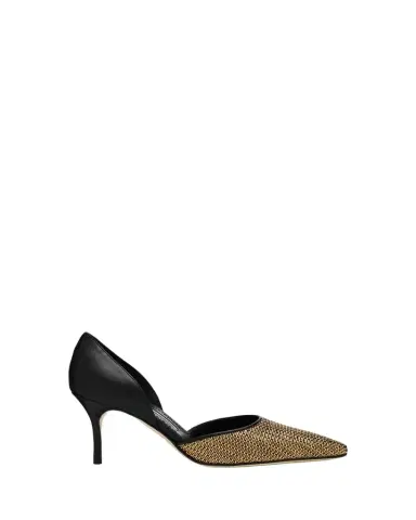 Manolo Blahnik 70mm Taylerbinu Woven Metallic and Leather Pumps | Thumbnail 1 Manolo Blahnik 70mm Taylerbinu Woven Metallic and Leather Pumps | Thumbnail 1