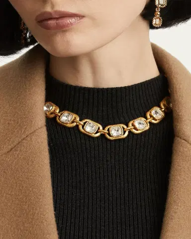Oscar de la Renta Rectangular Crystal Chain Necklace | Thumbnail 2 Oscar de la Renta Rectangular Crystal Chain Necklace | Thumbnail 2