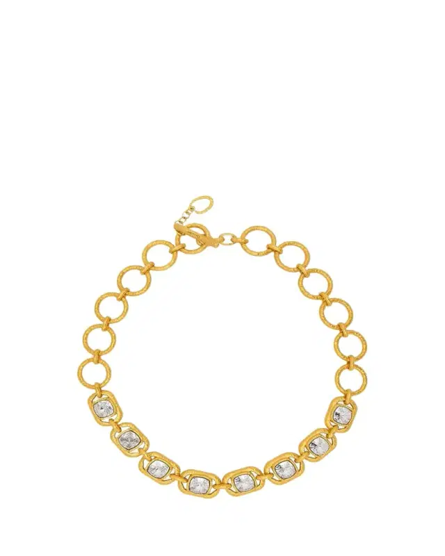 Oscar de la Renta Rectangular Crystal Chain Necklace