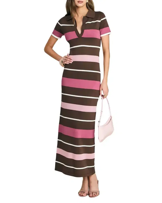 SEROYA Sam Striped Knit Maxi Dress