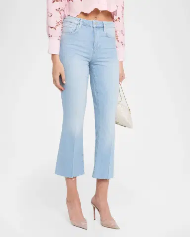 L'Agence Kendra High-Rise Crop Flare Jeans with Raw Hem | Thumbnail 4