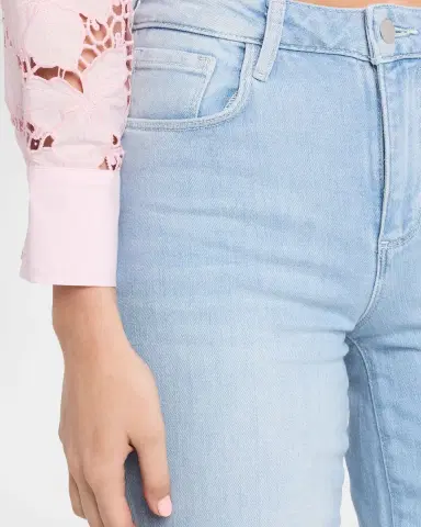 L'Agence Kendra High-Rise Crop Flare Jeans with Raw Hem | Thumbnail 5
