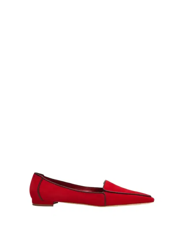 Manolo Blahnik Uriola Contrast Piping Suede Loafers