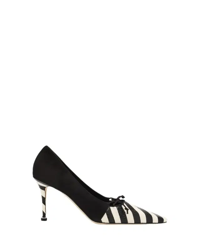 90mm Trillo Striped Python and Suede Pumps